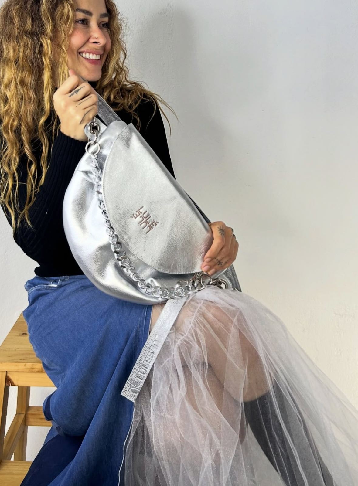 Reptilia Bag Silver XL + Doble cadena