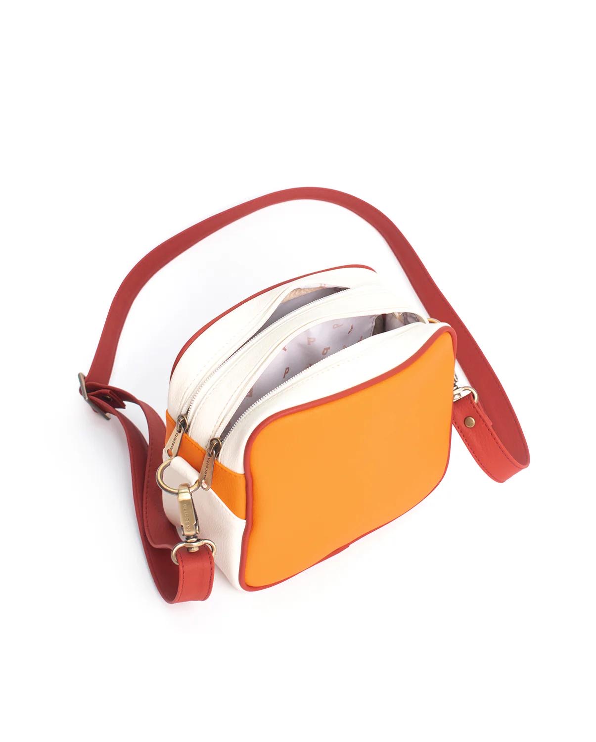 NUEVA Bandolera Panal- Mandarina