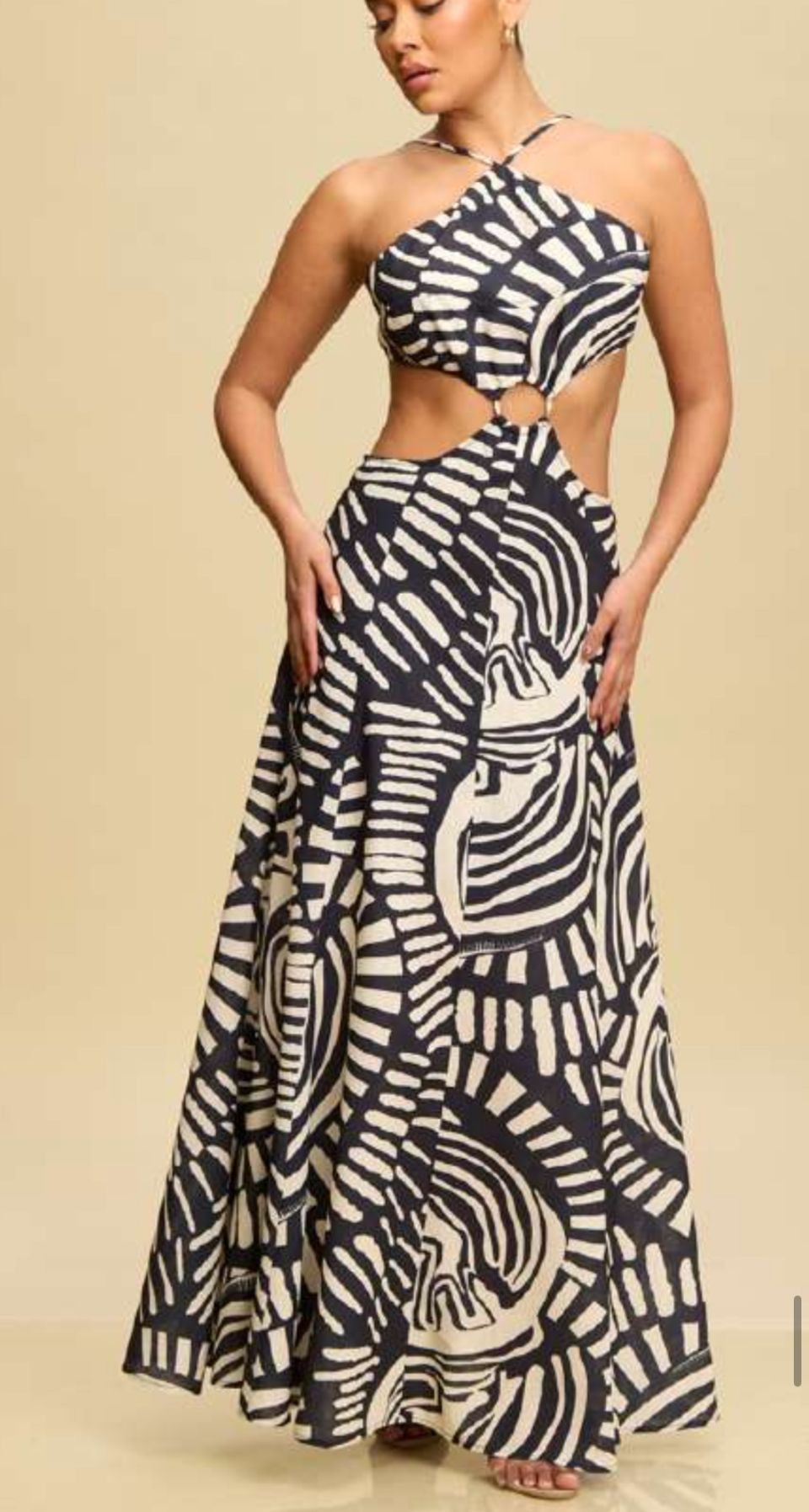 Black / Beige Maxi Dress