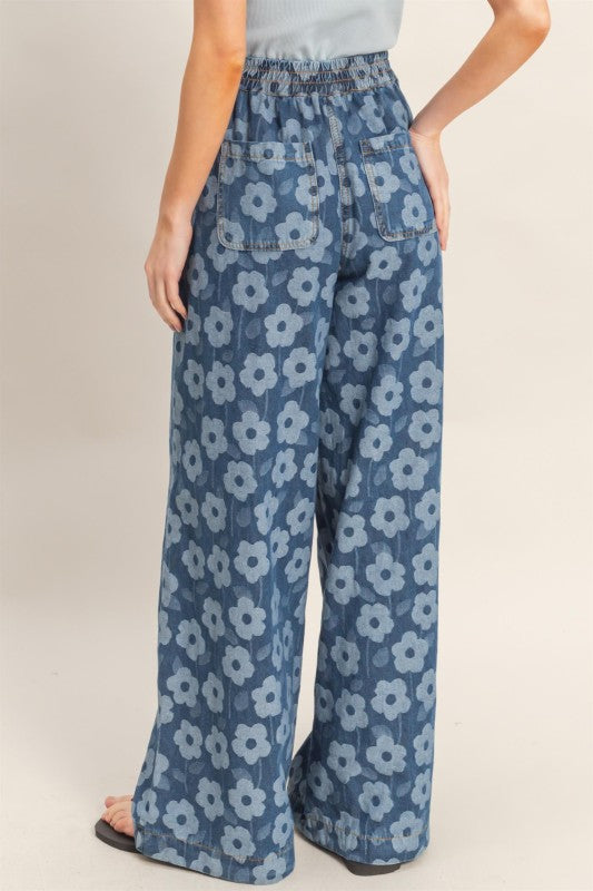 Floral Wide Leg Denim