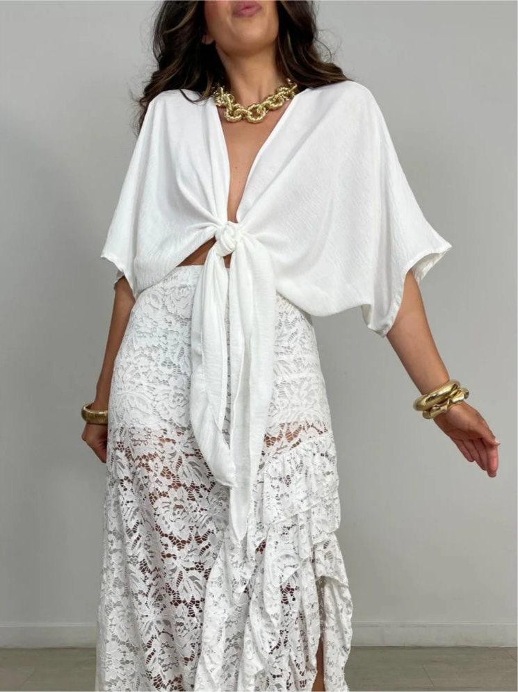 Laced Maxi Skirt- White