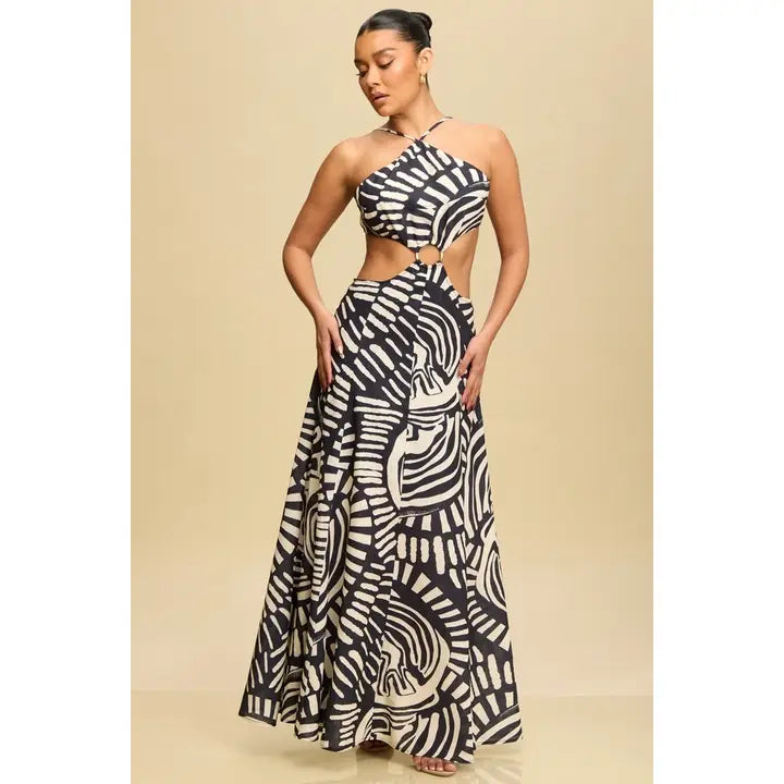 Black / Beige Maxi Dress