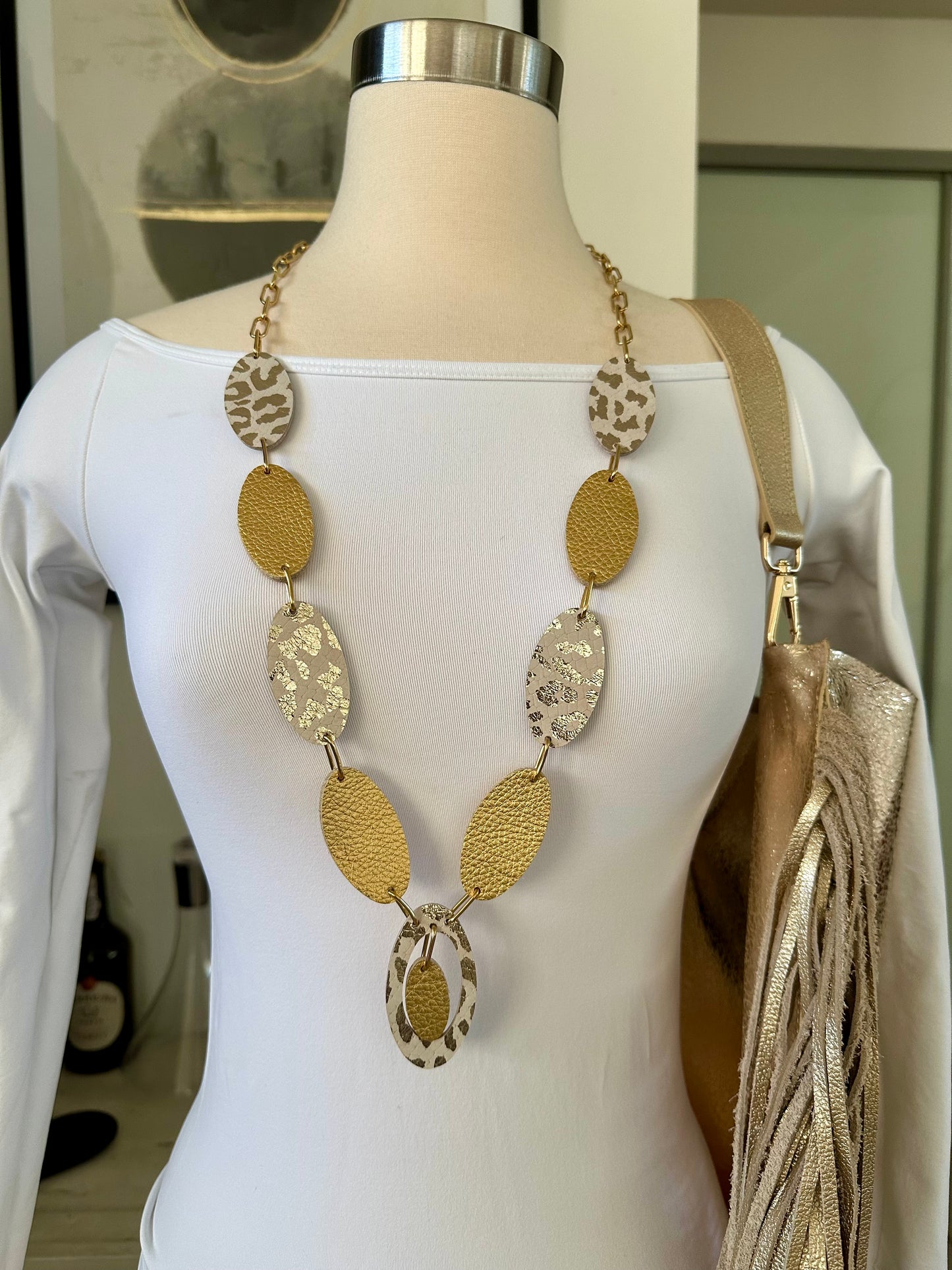 Long Leather Multi Star Necklace