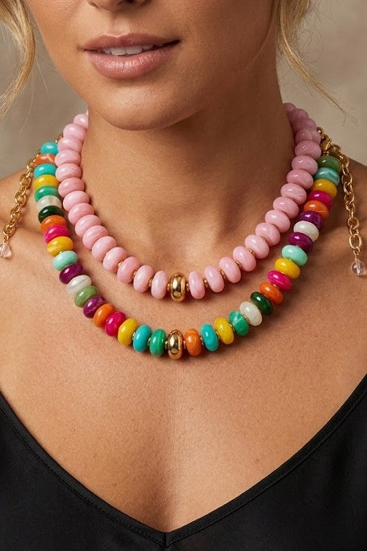 Resin Multi-Color Beaded Necklace