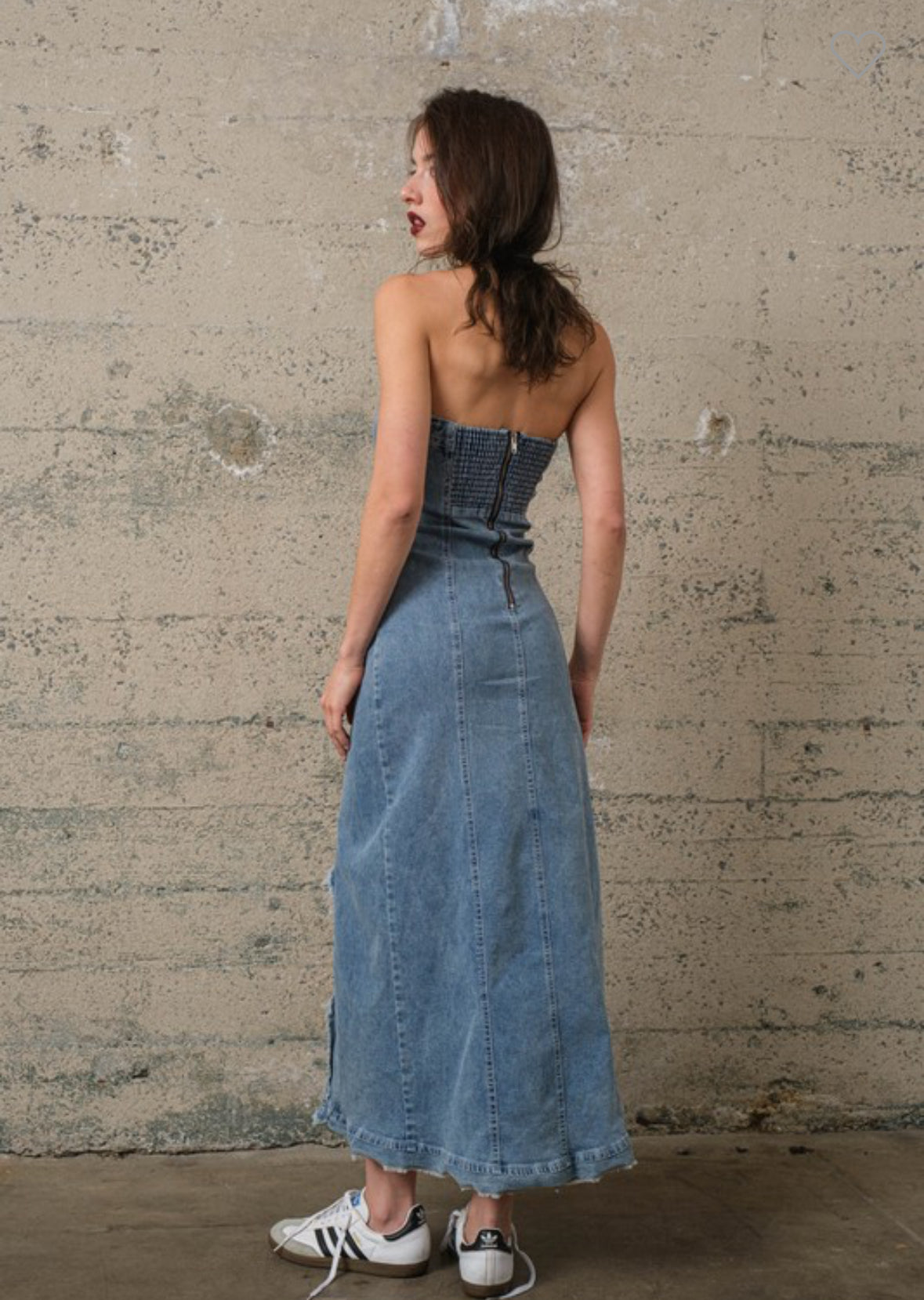 Ruffle Denim Maxi Dress