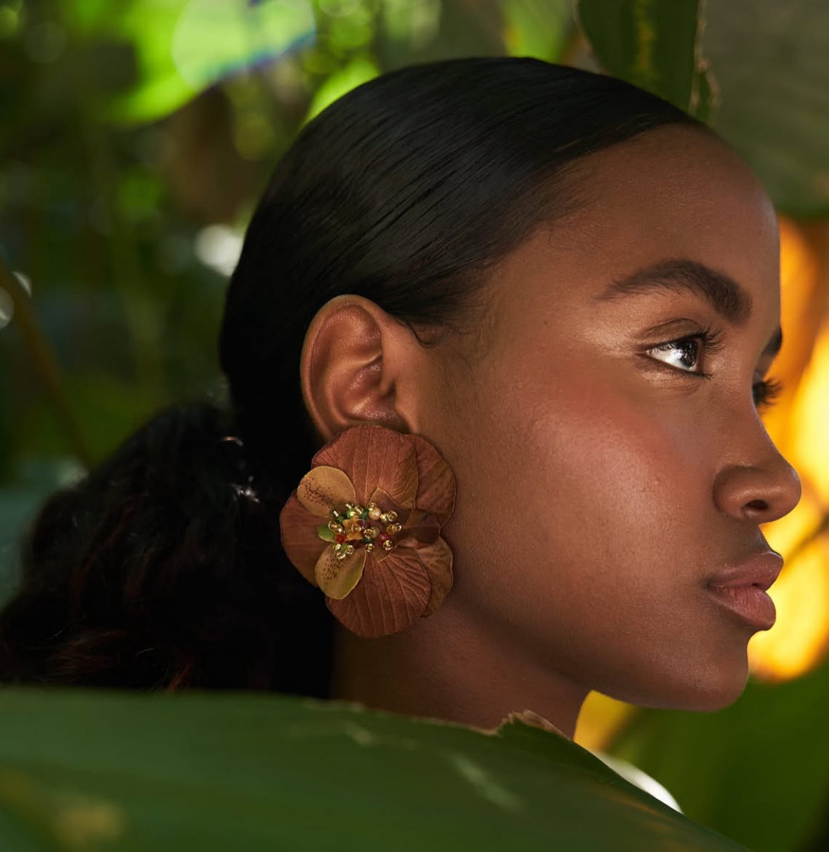 Loretta Orchid Earrings- Mocca
