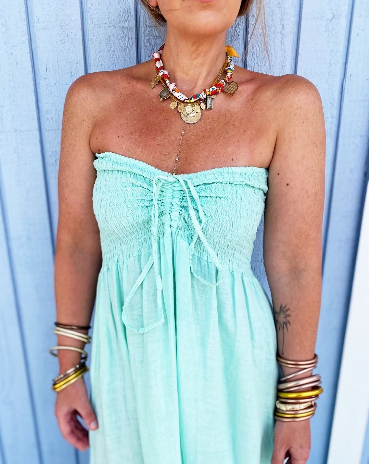 Aqua Linen Dress