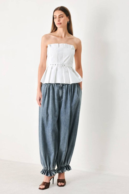 White Peplum Top