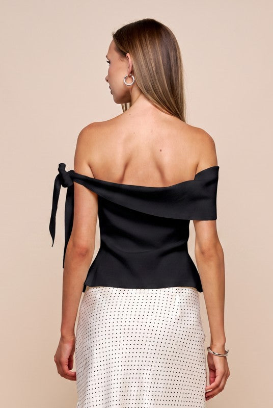 Effortless Off-Shoulder Top- Black