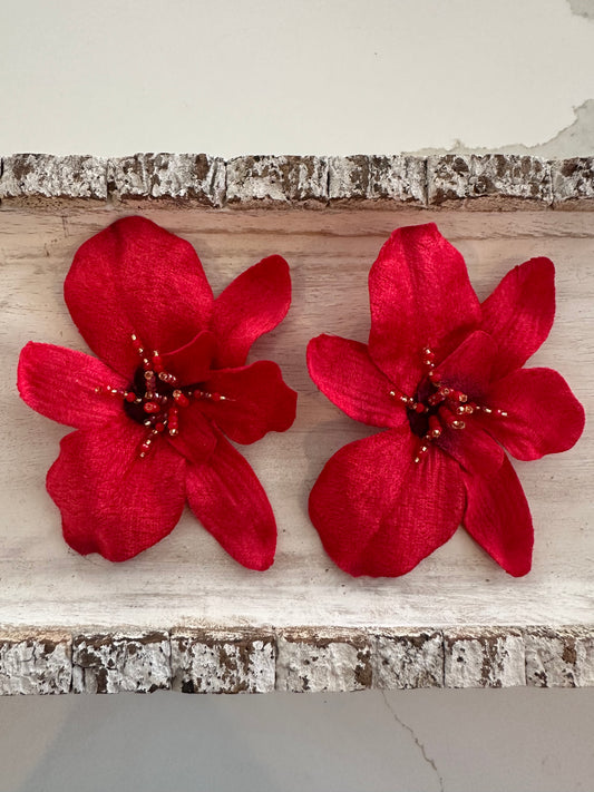 Cattleya Earrings- Red XL