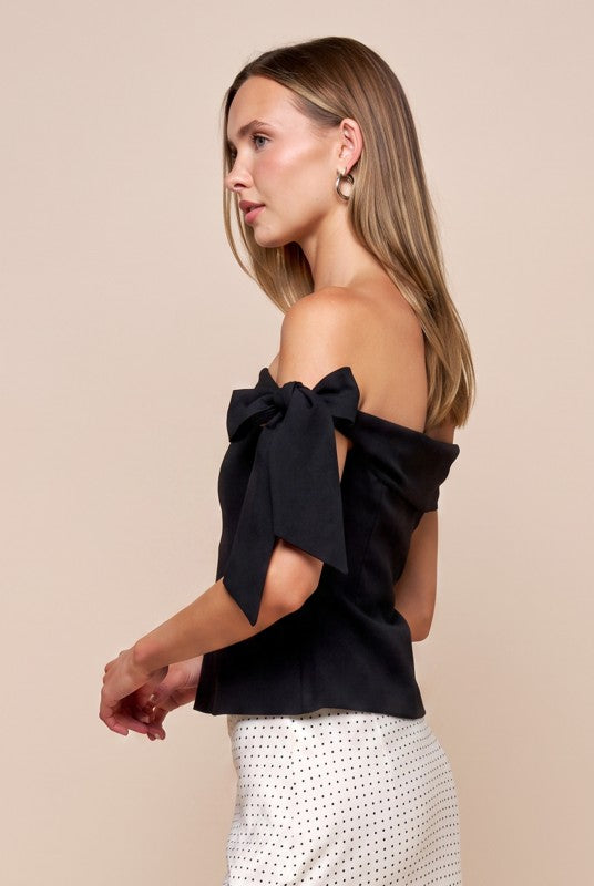 Effortless Off-Shoulder Top- Black