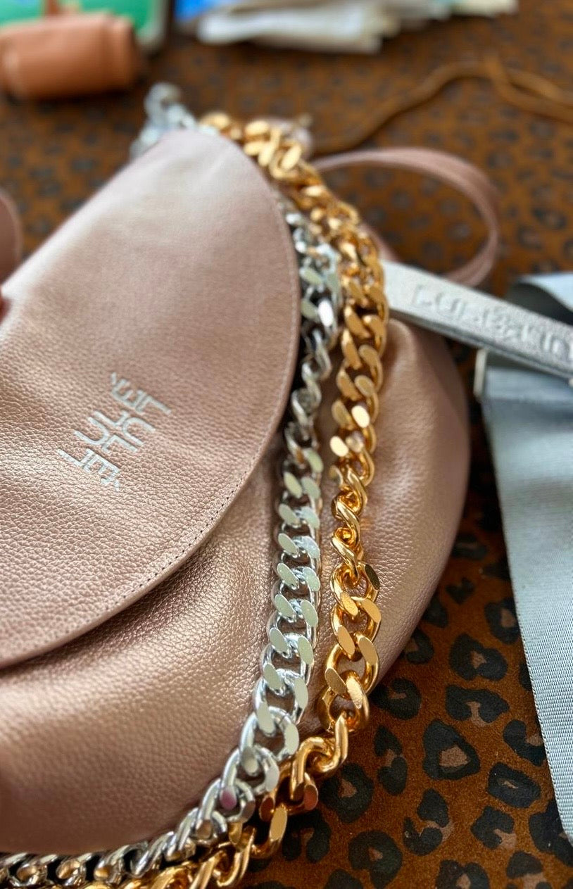 Reptilia Bag Rose Gold XL + Doble cadena