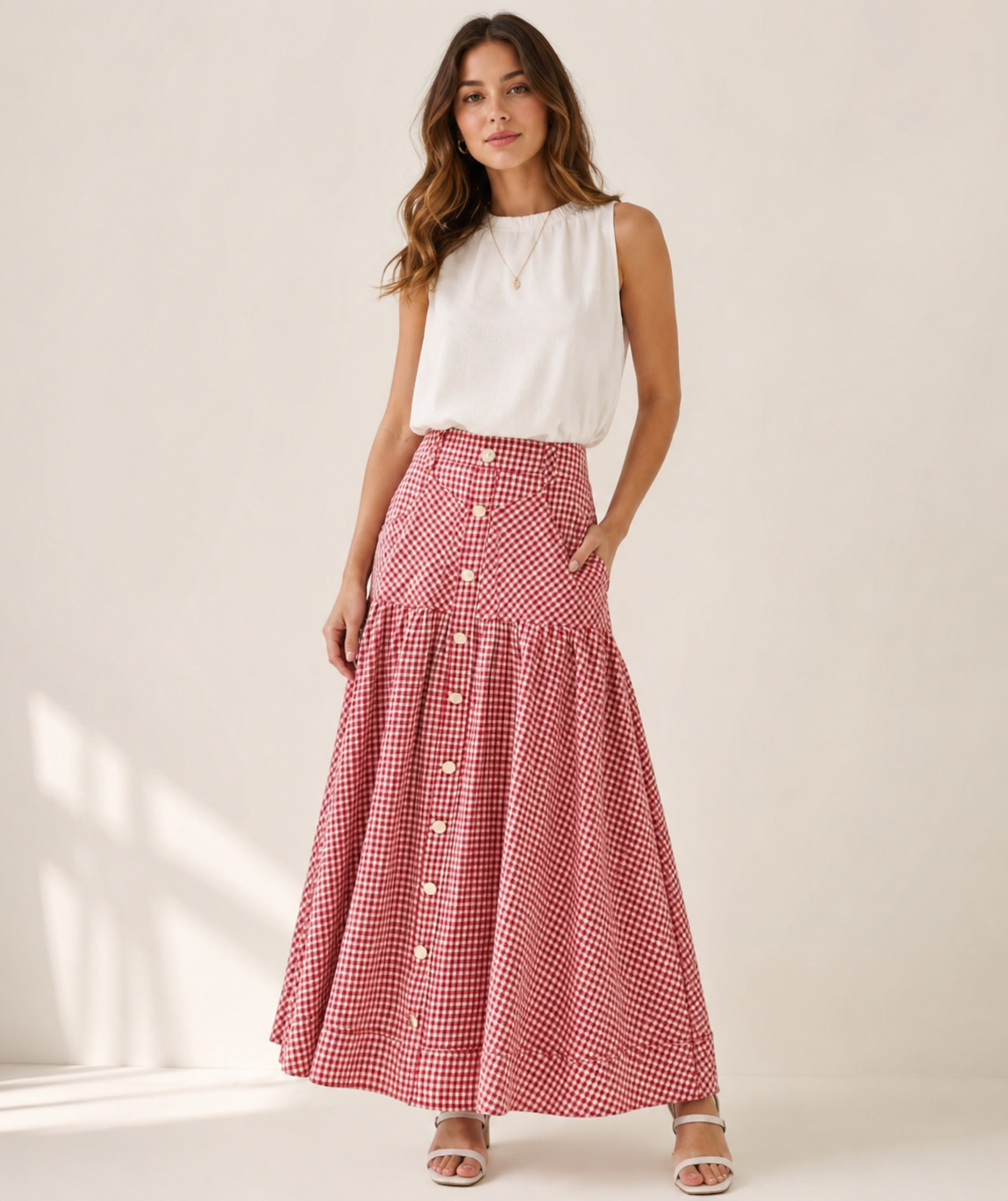 Gingham 🍒 Maxi Skirt