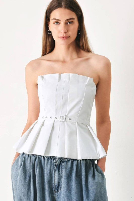White Peplum Top