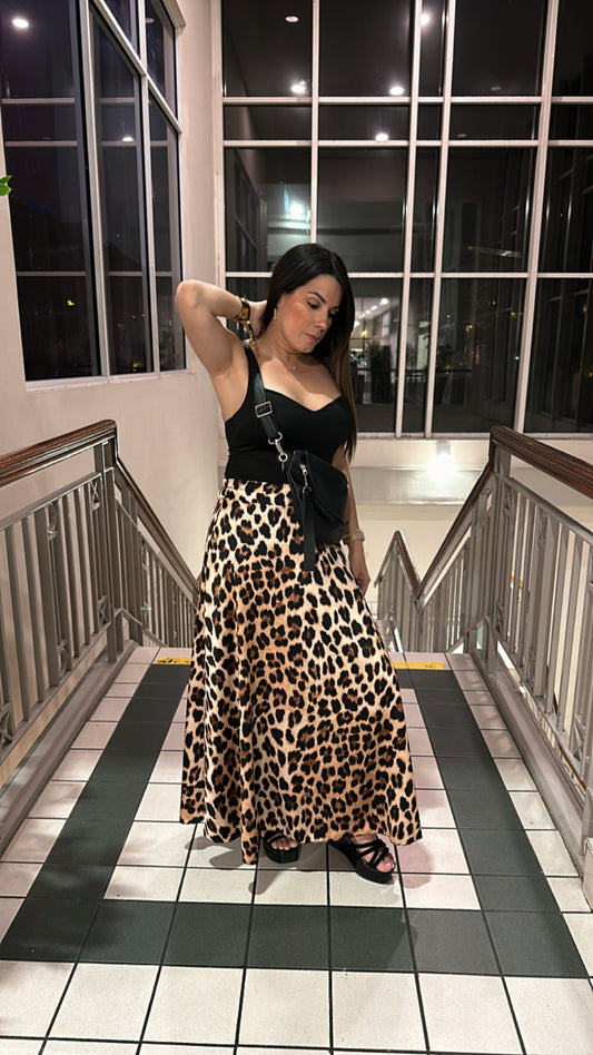 Animal Print Silk Skirt