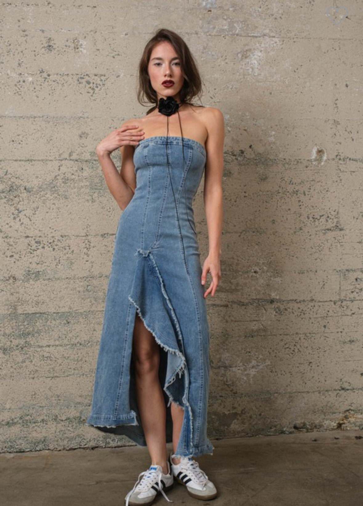 Ruffle Denim Maxi Dress