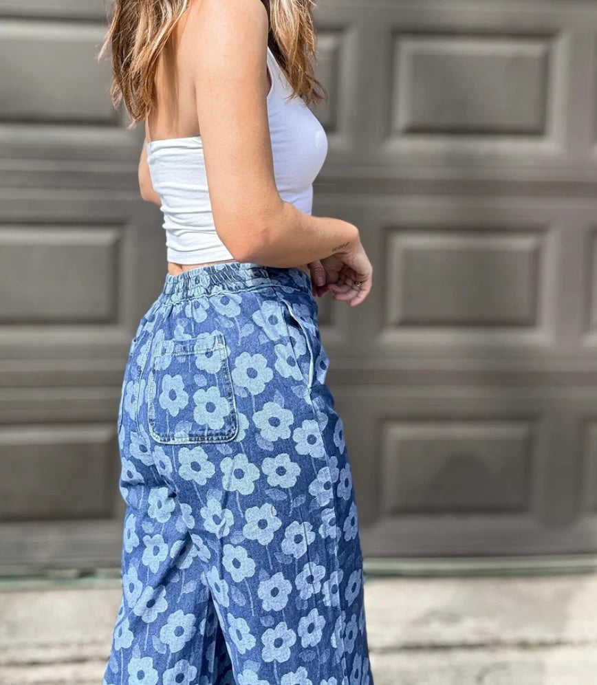 Floral Wide Leg Denim