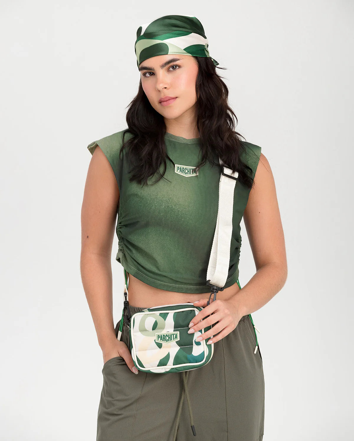 Bandolera Milu- Ivory x Green
