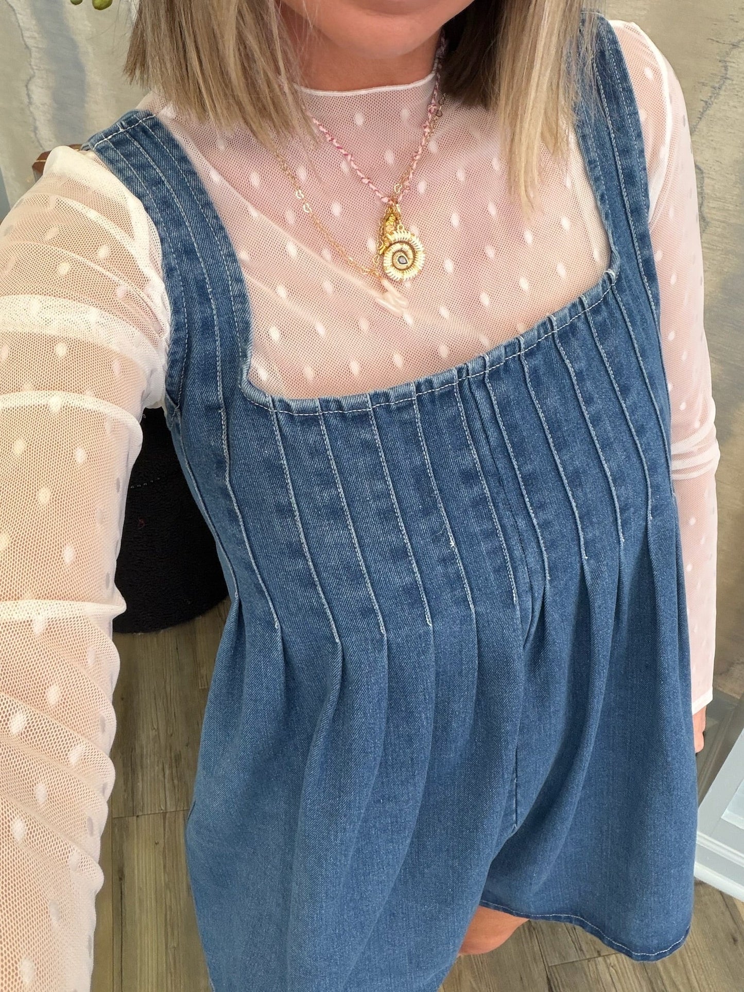 White Mesh Polka Dot Top