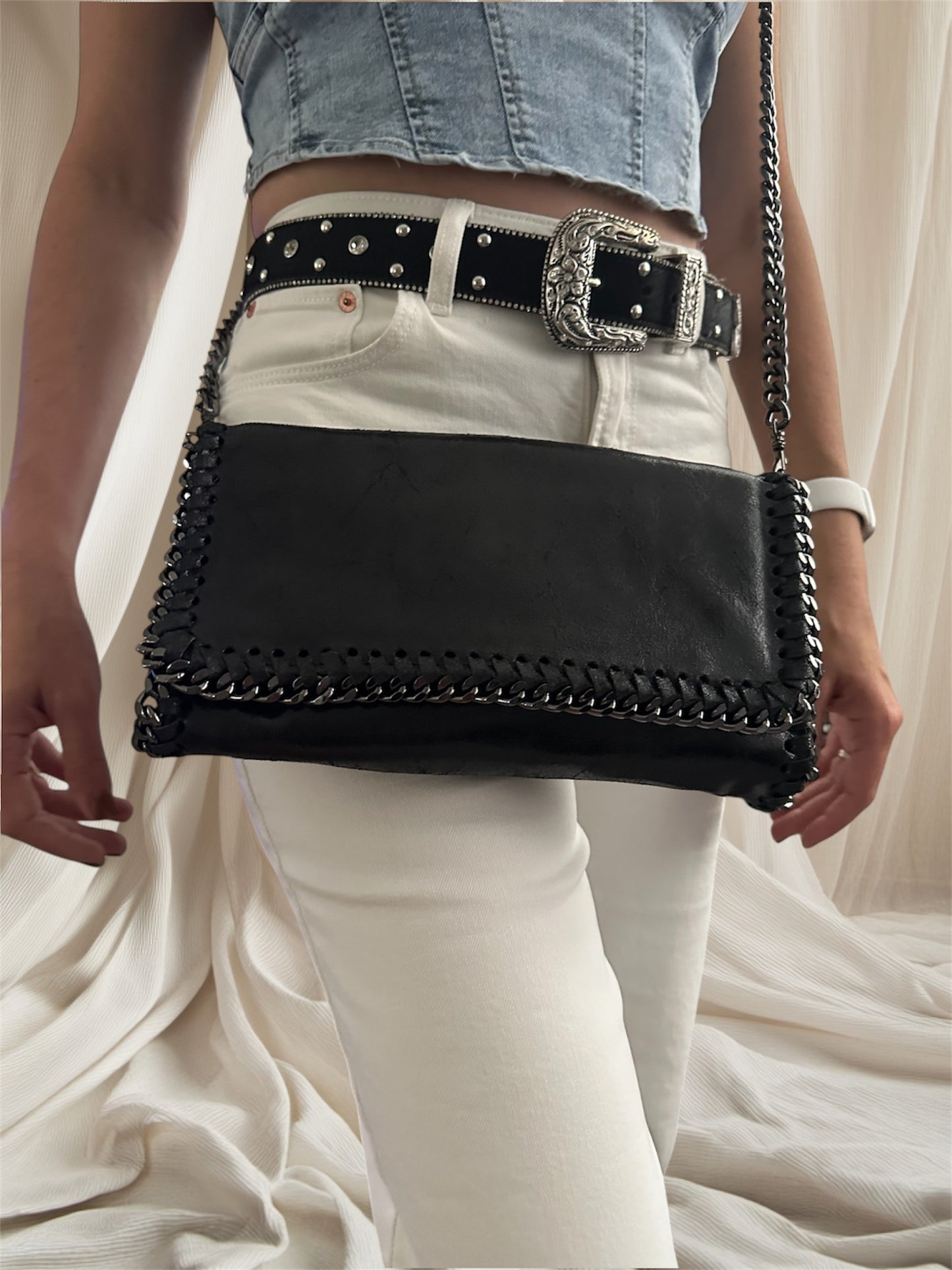 Italian Leather Crossbody Clutch