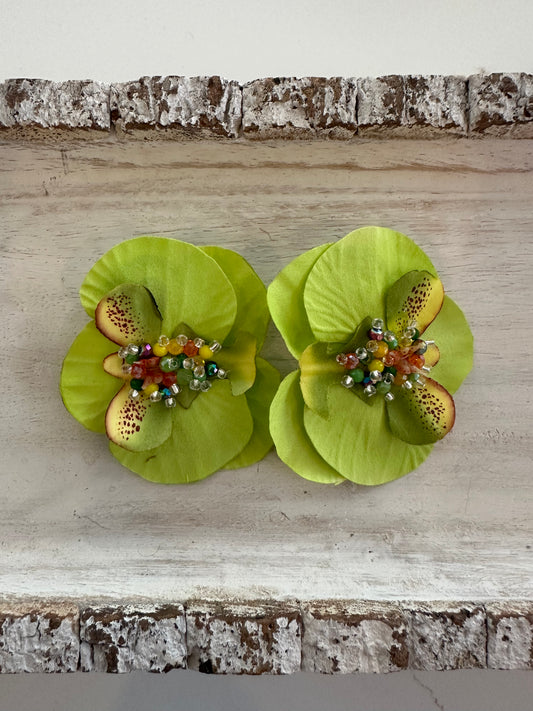 Loretta Orchid Earrings- Lime Green