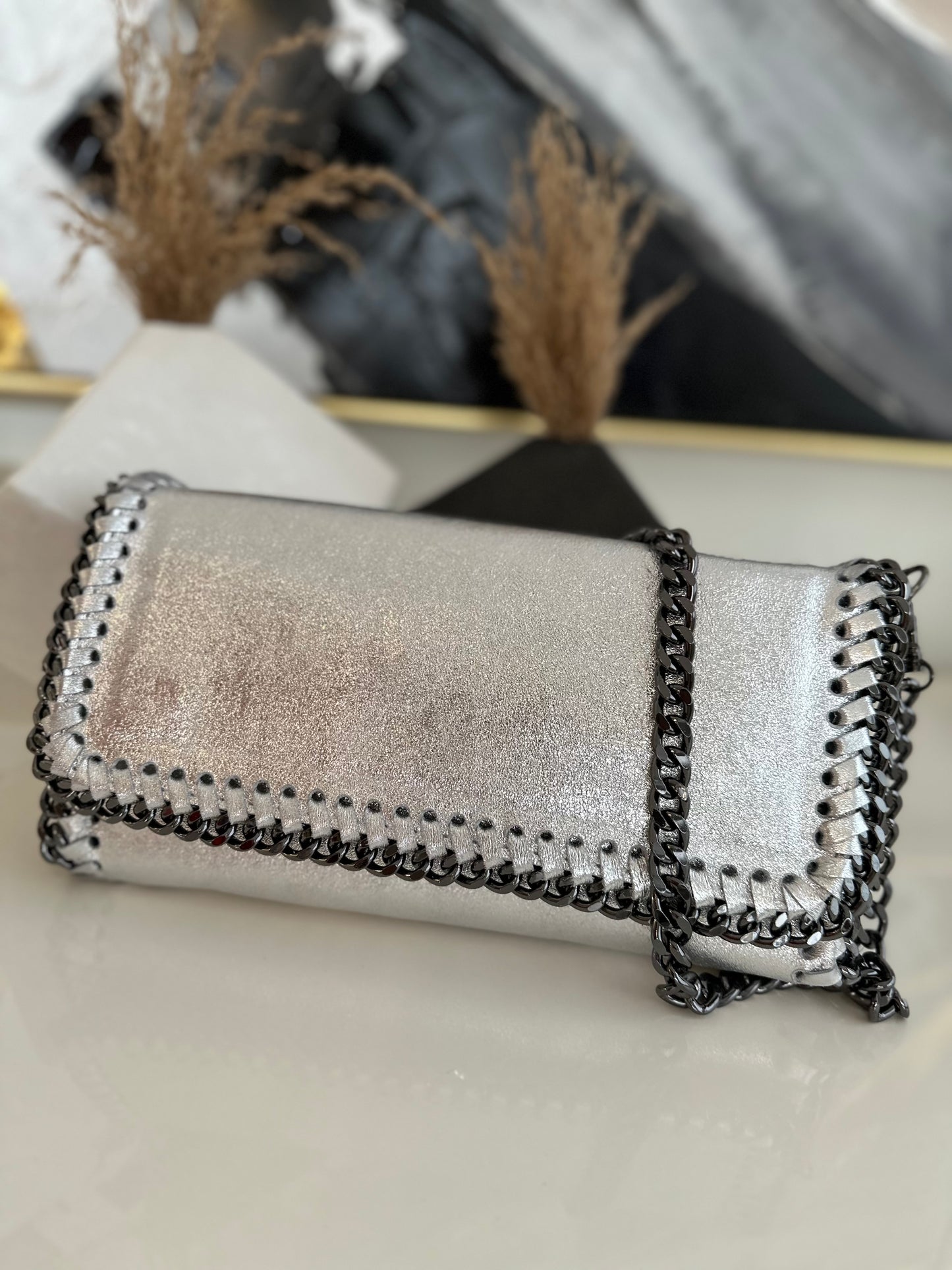 Italian Leather Crossbody Clutch