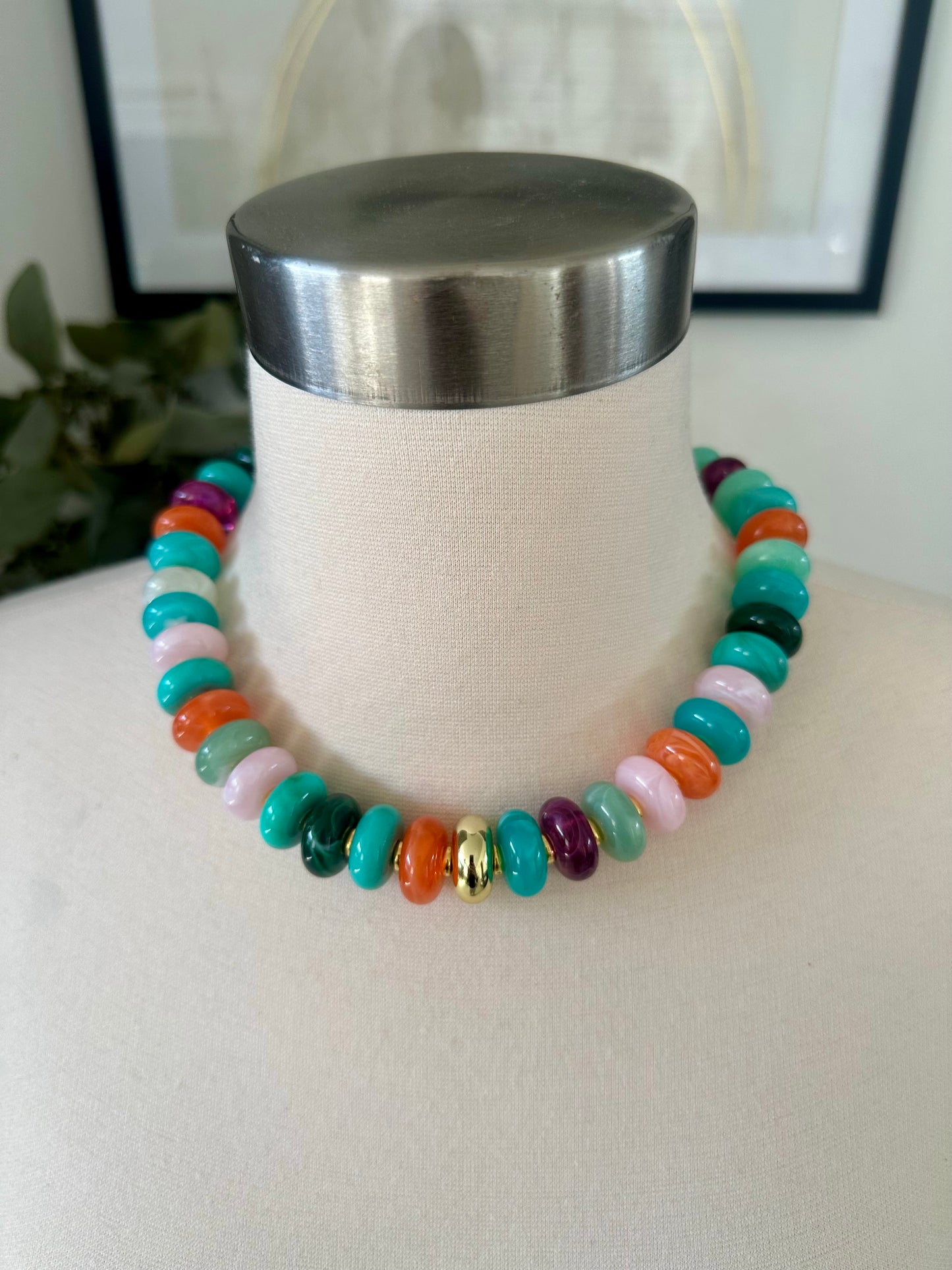 Resin Multi-Color Beaded Necklace