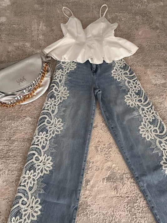 Sided Lace Blue Denim