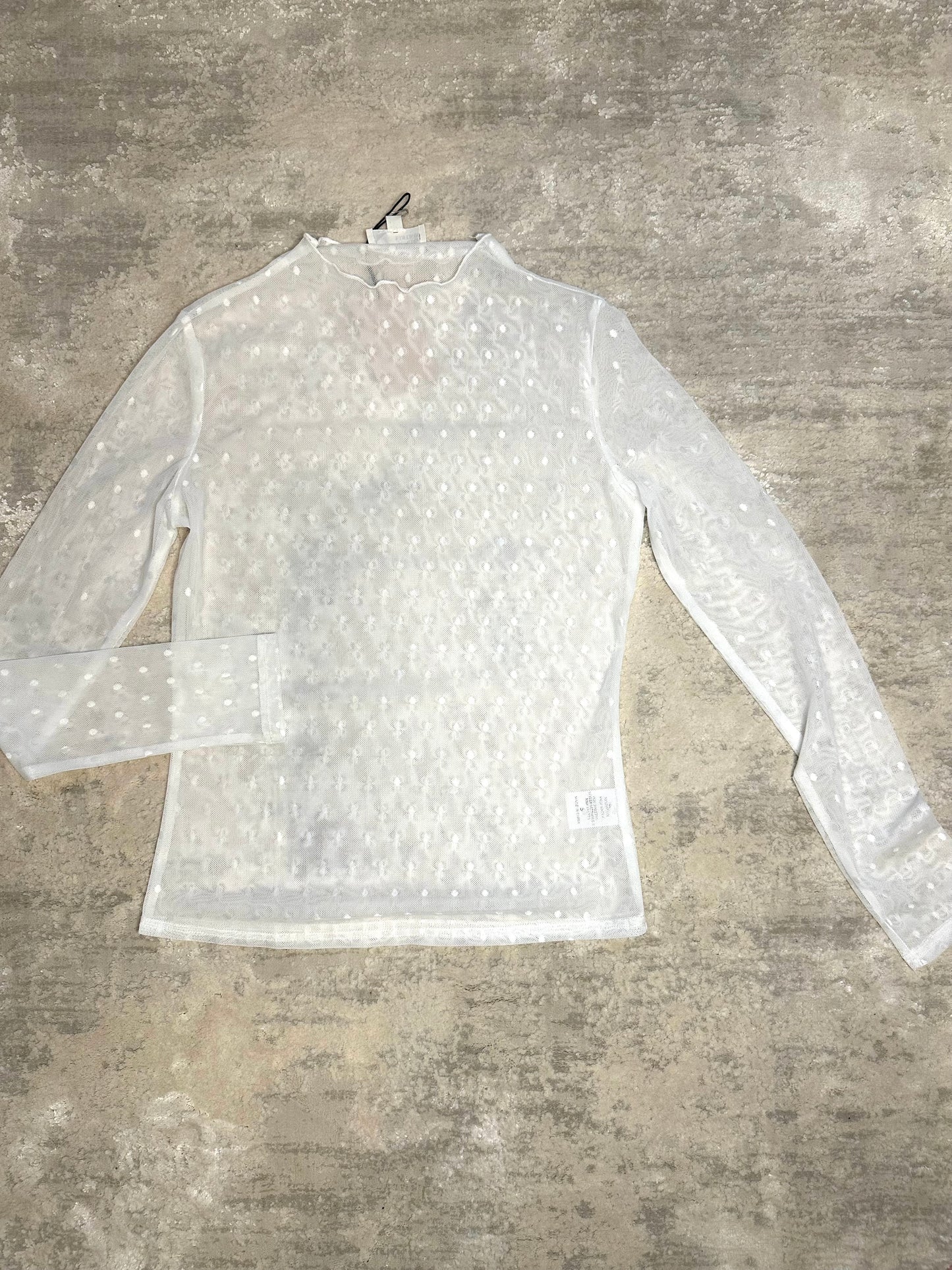 White Mesh Polka Dot Top