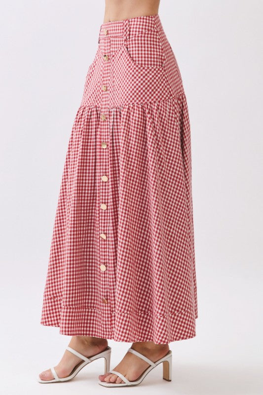Gingham 🍒 Maxi Skirt