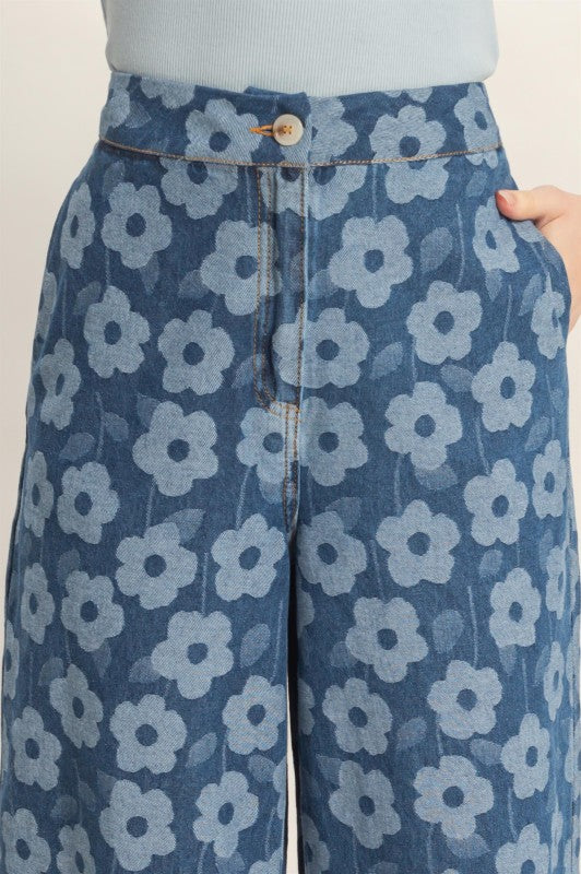 Floral Wide Leg Denim
