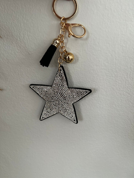 Black Bling Star Heart Bag Charm