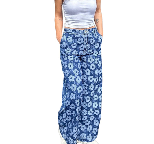 Floral Wide Leg Denim