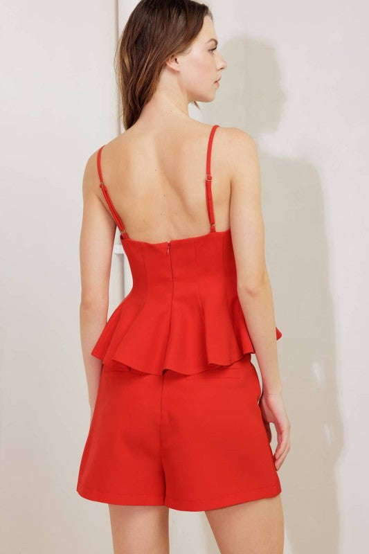 Peplum Top- Red