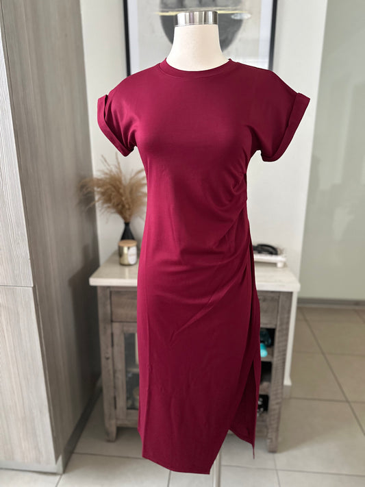 Milan Midi Dress- Burgundy