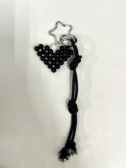 Black Beats Heart Bag Charm