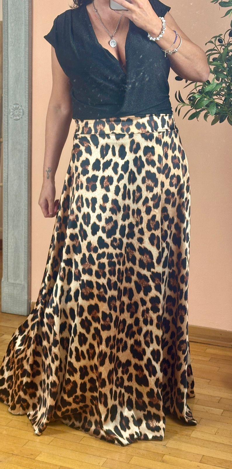 Animal Print Silk Skirt