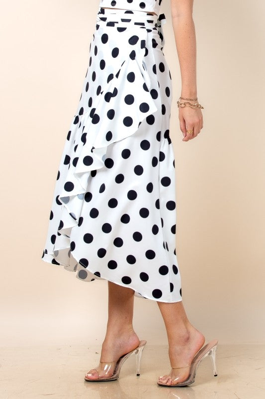 Black Dot Wrap Around Skirt