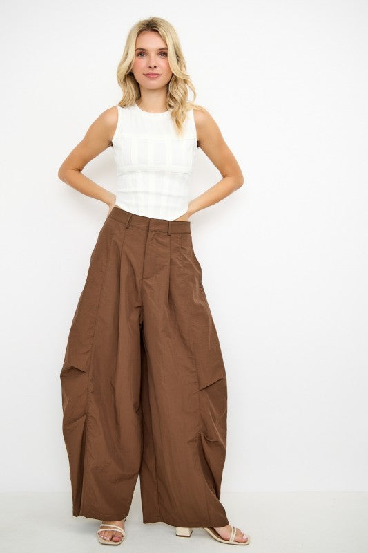 Wide Ballon Pant- Brown