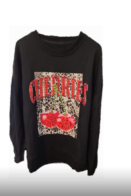 Cherry Lover Sweater- Black