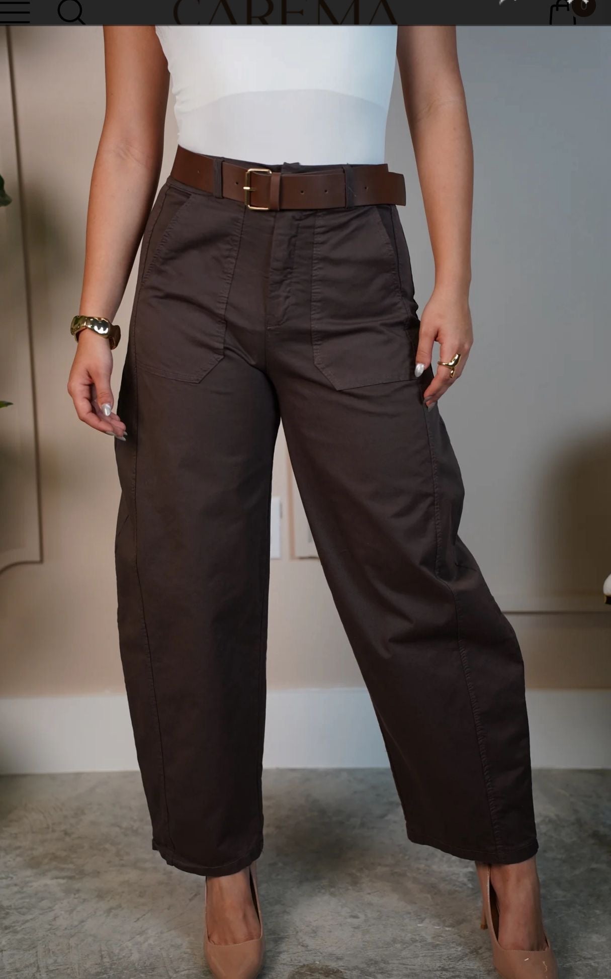 Barrel Pant- Dark Brown