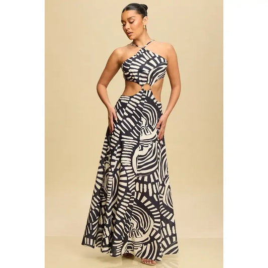Black / Beige Maxi Dress