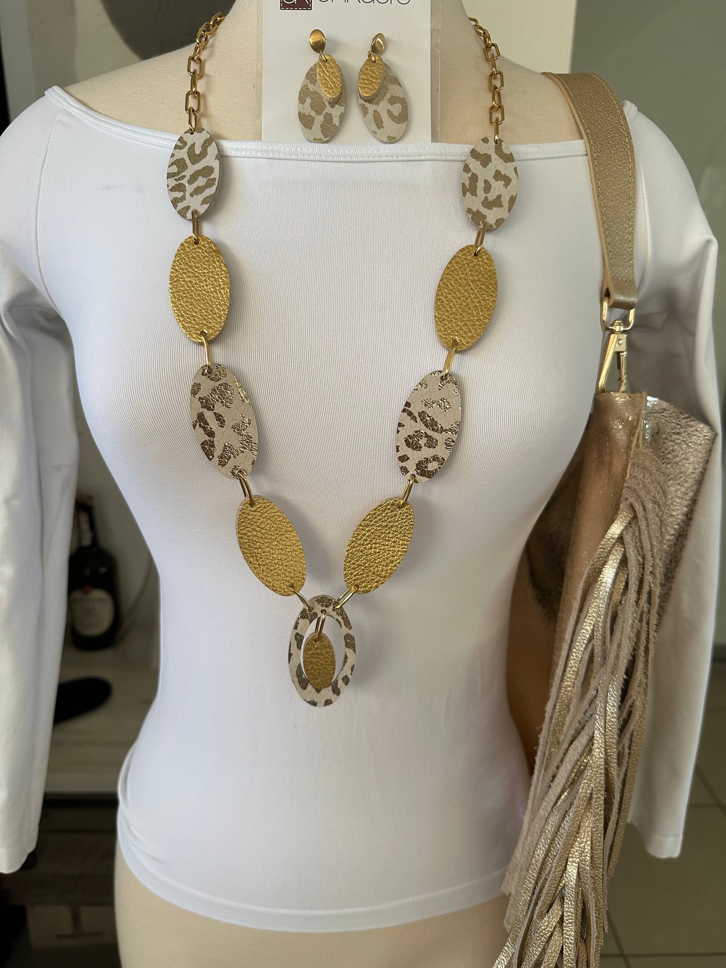 Long Leather Multi Star Necklace