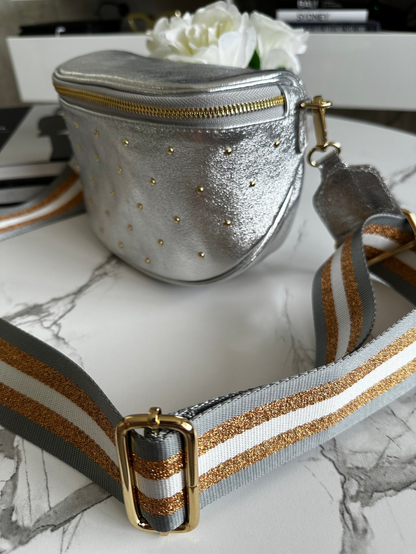 Leather Bag Florence- Silver