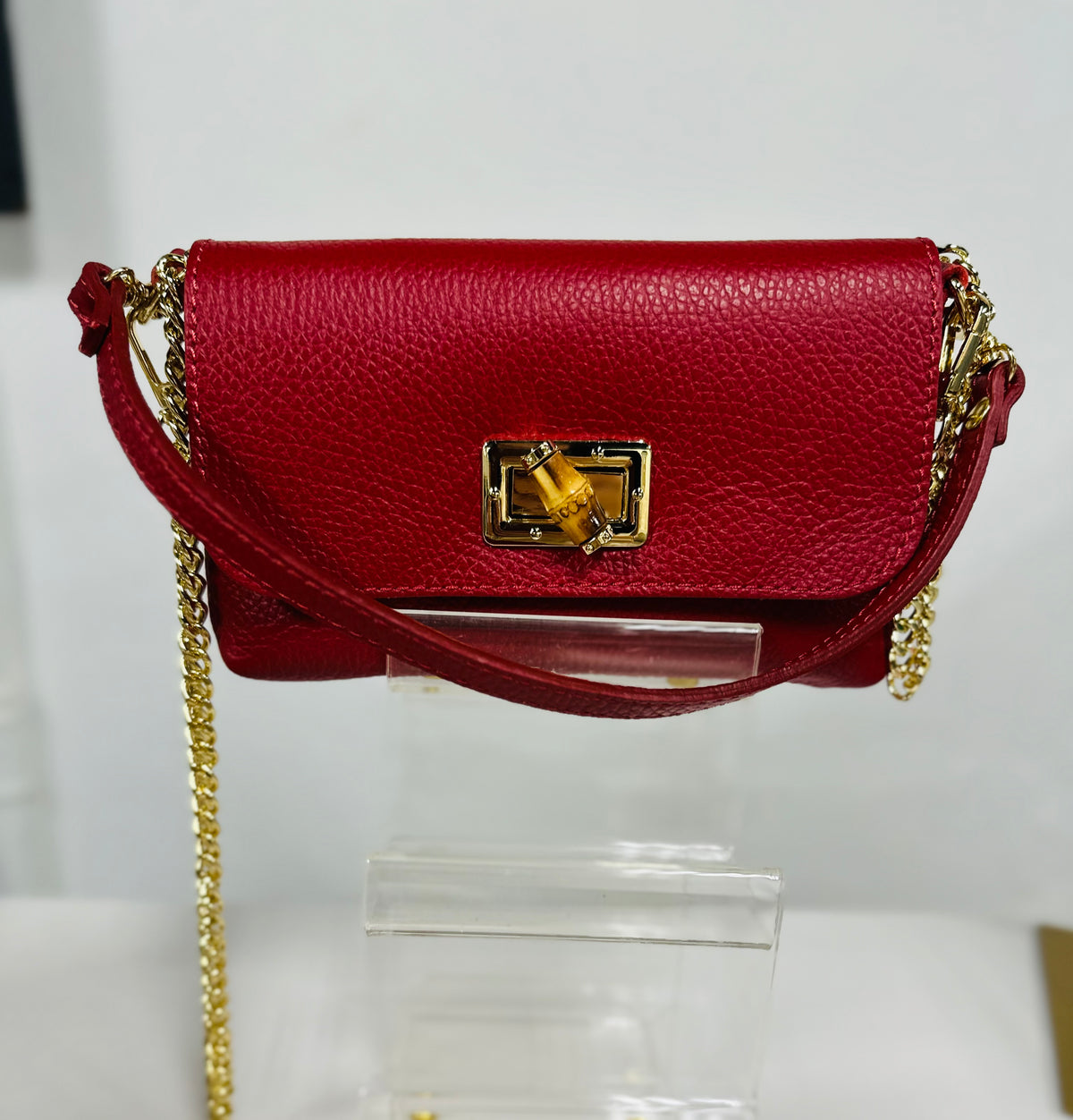 Italian Leather Mini Bag- Red