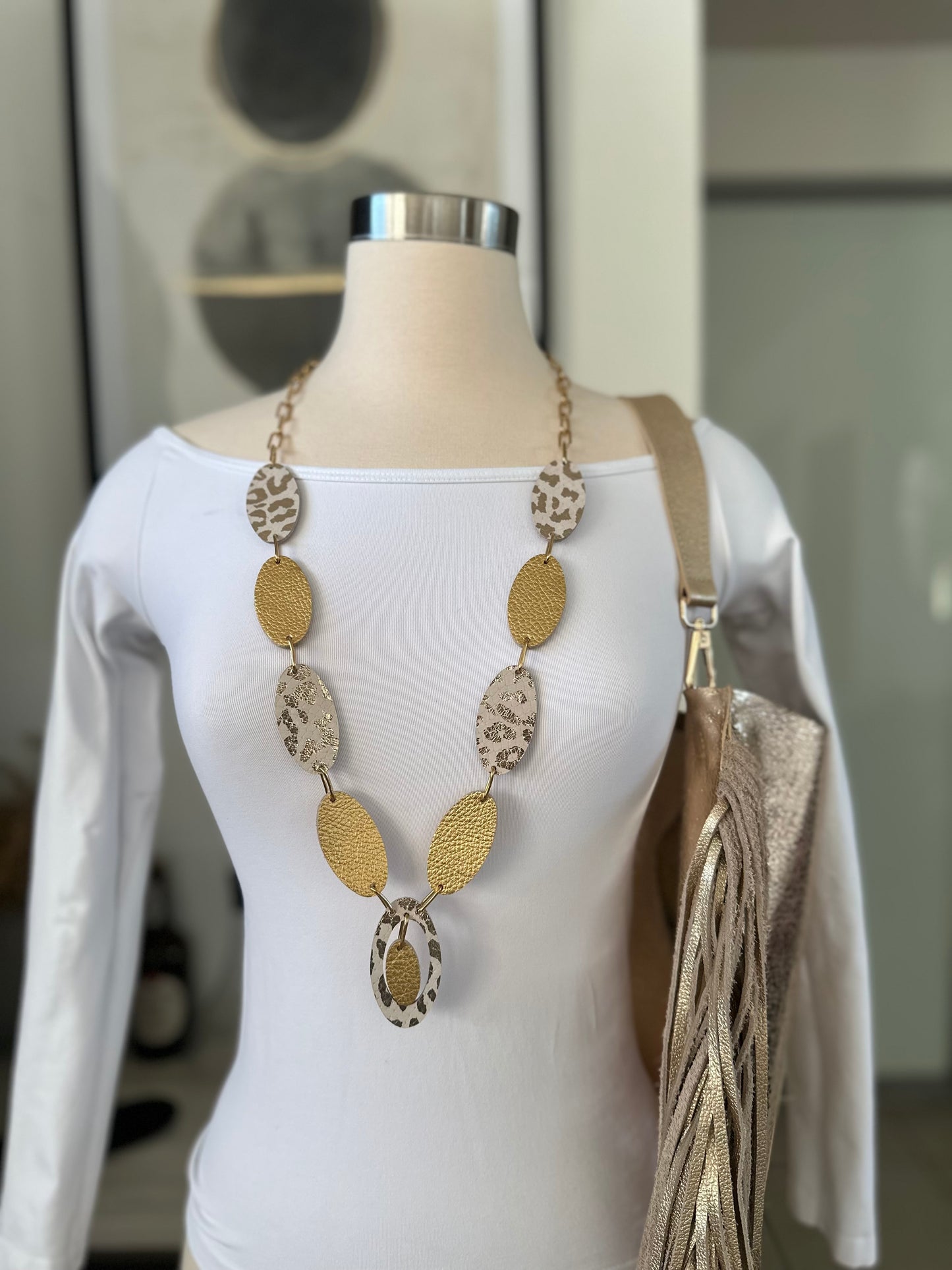 Long Leather Multi Star Necklace