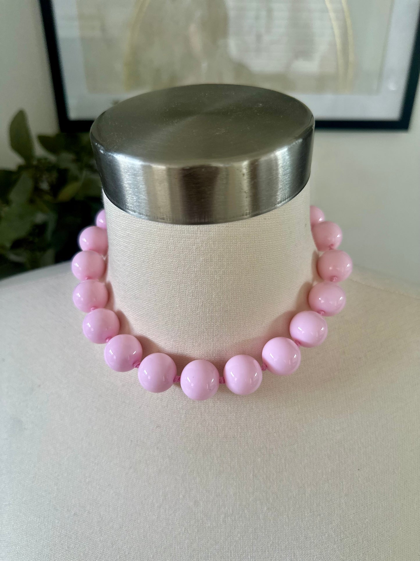 Boho Round Beaded Necklace- Pink