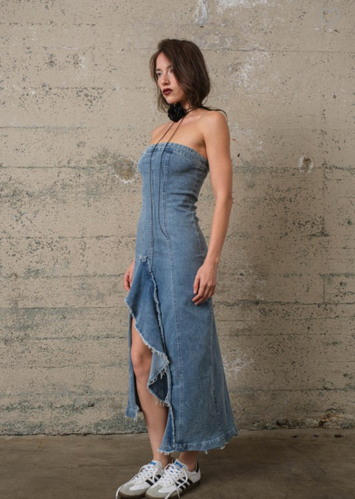 Ruffle Denim Maxi Dress