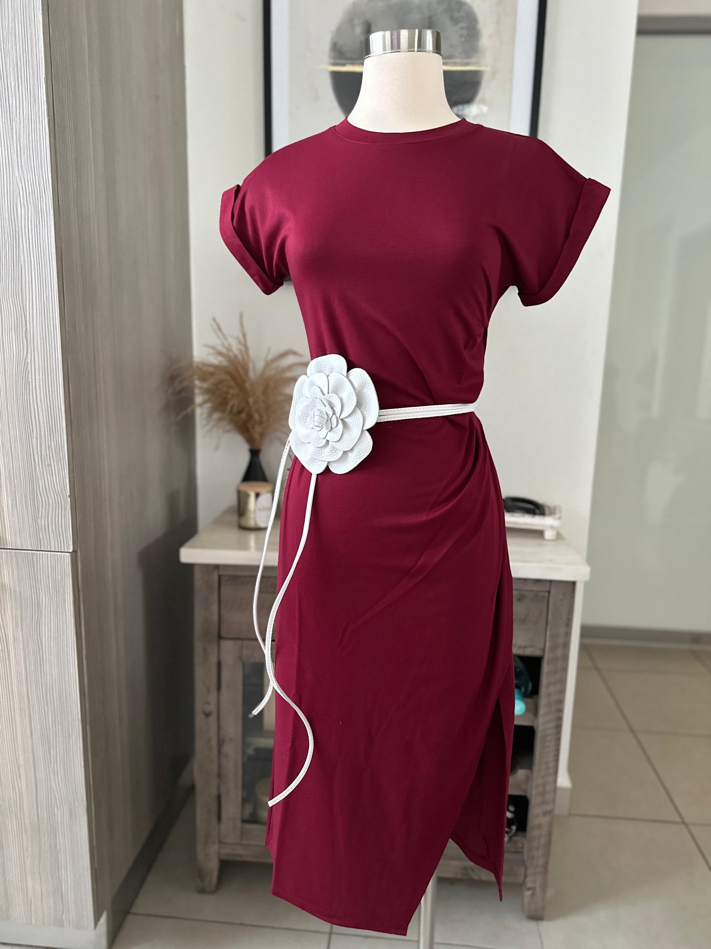 Milan Midi Dress- Burgundy