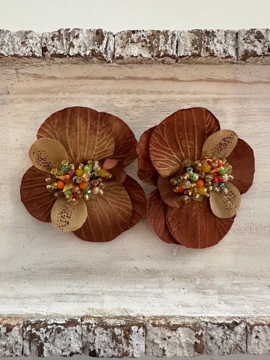 Loretta Orchid Earrings- Mocca